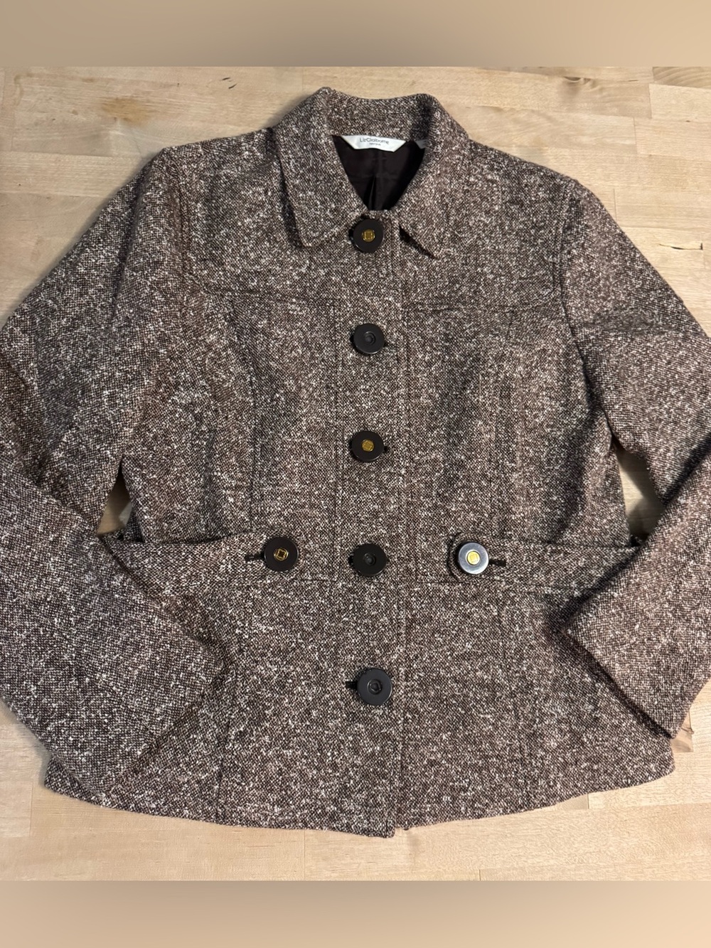 Liz Claiborne vintage Brown Tweed Button Jacket